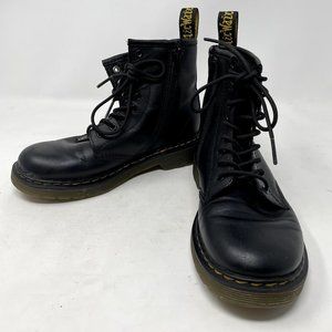 Dr. Marten Black Leather High-Top Combat Boots, Kids Size 2